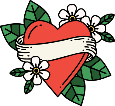 tattoo in traditional style of a heart and banner png