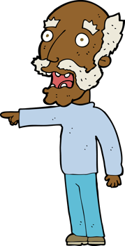 cartoon scared old man pointing png