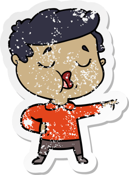 distressed sticker of a cartoon man talking png