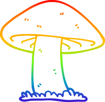 rainbow gradient line drawing of a cartoon mushroom png