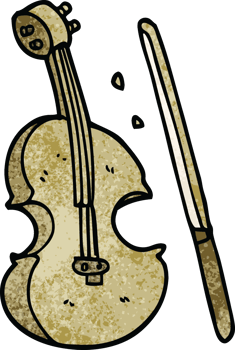 cartoon doodle violin and bow png