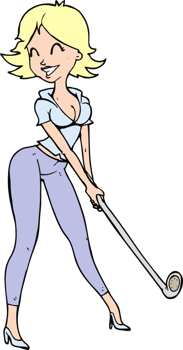 cartoon woman playing golf png