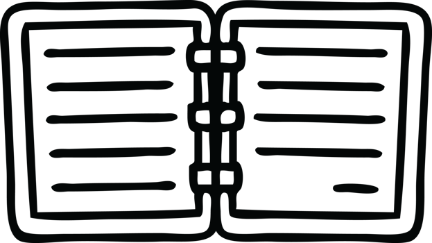 line drawing cartoon of a open diary png
