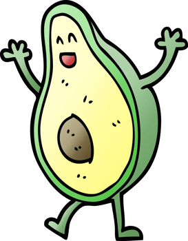 cartoon doodle dancing avocado png