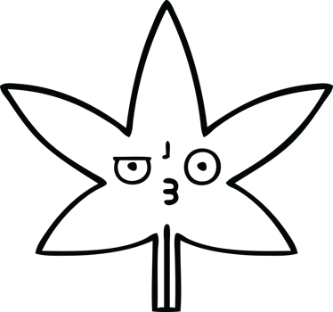 line drawing cartoon of a marijuana leaf png