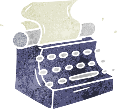 hand drawn retro cartoon doodle of old school typewriter png