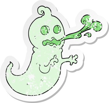 retro distressed sticker of a cartoon slimy ghost png