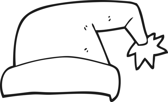hand drawn black and white cartoon christmas hat png