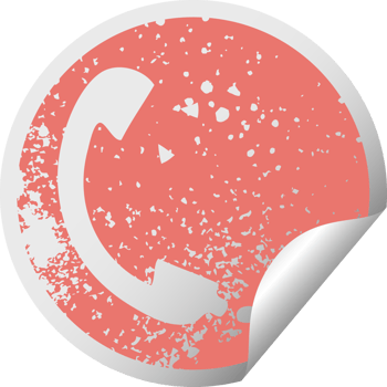 distressed circular peeling sticker symbol of a telephone receiver png