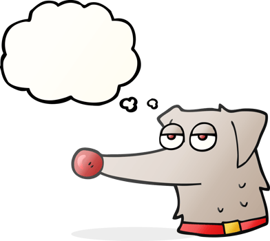 hand drawn thought bubble cartoon dog with collar png