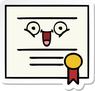 sticker of a cute cartoon graduation diploma png