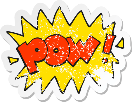 retro distressed sticker of a cartoon pow symbol png