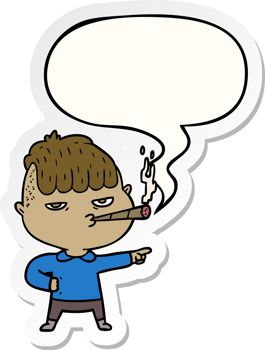 cartoon man smoking with speech bubble sticker png