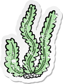 retro distressed sticker of a cartoon seaweed png