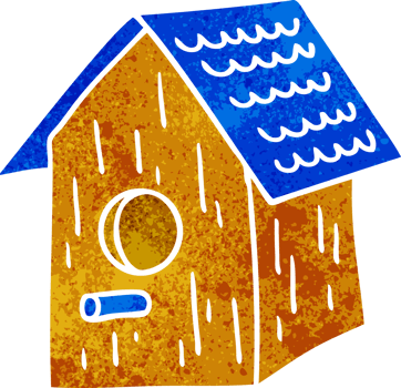 hand drawn retro cartoon doodle of a wooden bird house png
