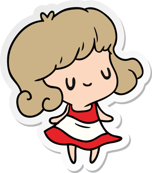 sticker cartoon illustration kawaii of cute girl png