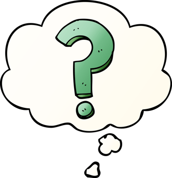 cartoon question mark with thought bubble in smooth gradient style png
