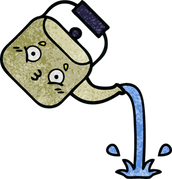 retro grunge texture cartoon of a pouring kettle png