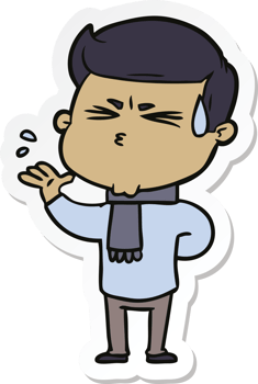 sticker of a cartoon man sweating png