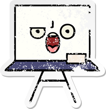 distressed sticker of a cute cartoon white board png