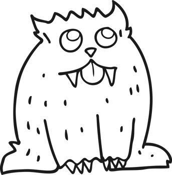hand drawn black and white cartoon beast png