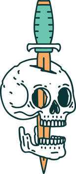 iconic tattoo style image of a skull png