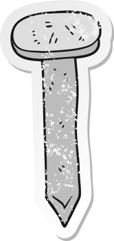retro distressed sticker of a cartoon nail png