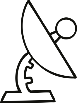 line drawing cartoon of a satellite dish png