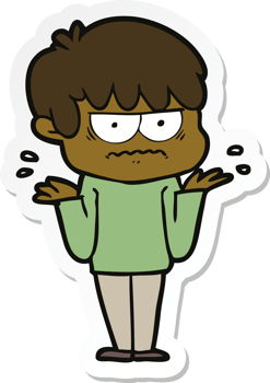 sticker of a annoyed cartoon boy png
