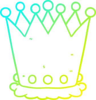 cold gradient line drawing of a cartoon crown png