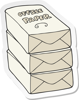 sticker of a cartoon office paper stack png