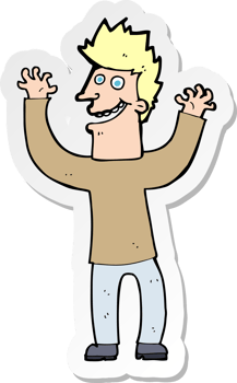 sticker of a cartoon excited man png