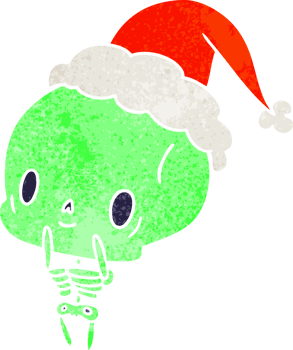 hand drawn christmas retro cartoon of kawaii skeleton png
