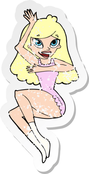 retro distressed sticker of a cartoon woman in lingerie drawing png