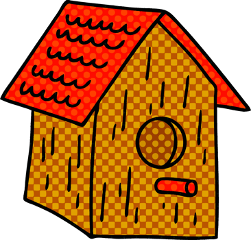 hand drawn cartoon doodle of a wooden bird house png