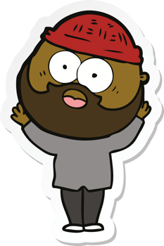 sticker of a cartoon bearded man png