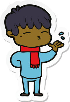 sticker of a cartoon curious boy png