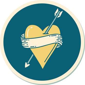 sticker of tattoo in traditional style of an arrow heart and banner png