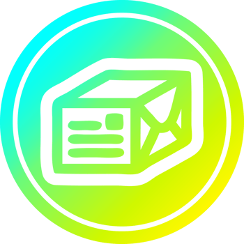 wrapped parcel circular icon with cool gradient finish png