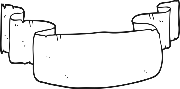hand drawn black and white cartoon banner png