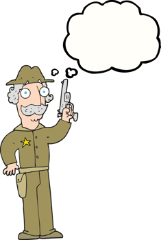 hand drawn thought bubble cartoon sheriff png