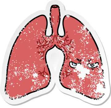 distressed sticker of a cartoon lungs png