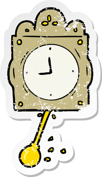 distressed sticker of a cartoon ticking clock png