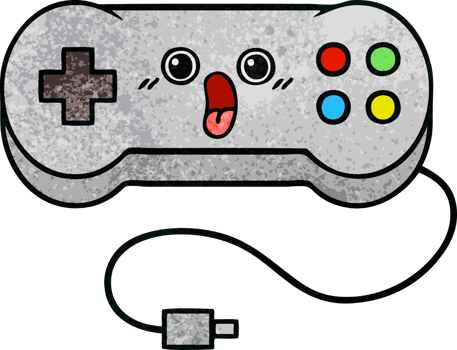 retro grunge texture cartoon of a game controller png