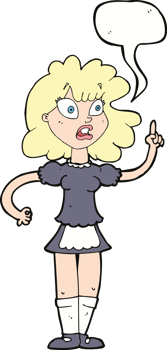 cartoon worried maid with speech bubble png