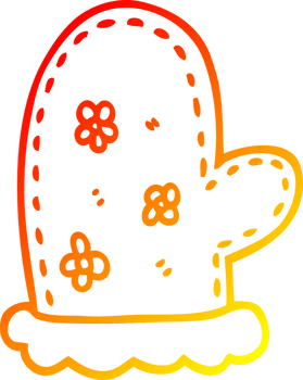 warm gradient line drawing of a cartoon oven mitts png