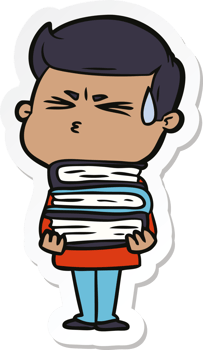 sticker of a cartoon man sweating png