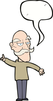 cartoon old man telling story with speech bubble png