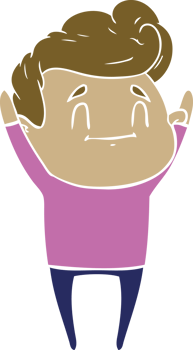 happy flat color style cartoon man png