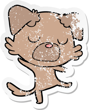 distressed sticker of a cartoon dog png